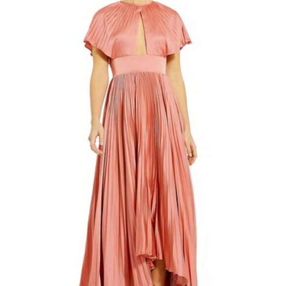 Mac Duggal Dusty Rose Front Cutout Pleated High Low Dress